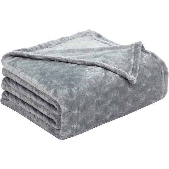 50'x60'' Soft Fuzzy Faux Fur Grey Sherpa Fleece Furry Shaggy Thick Throw Blanket - Picture 7 of 8